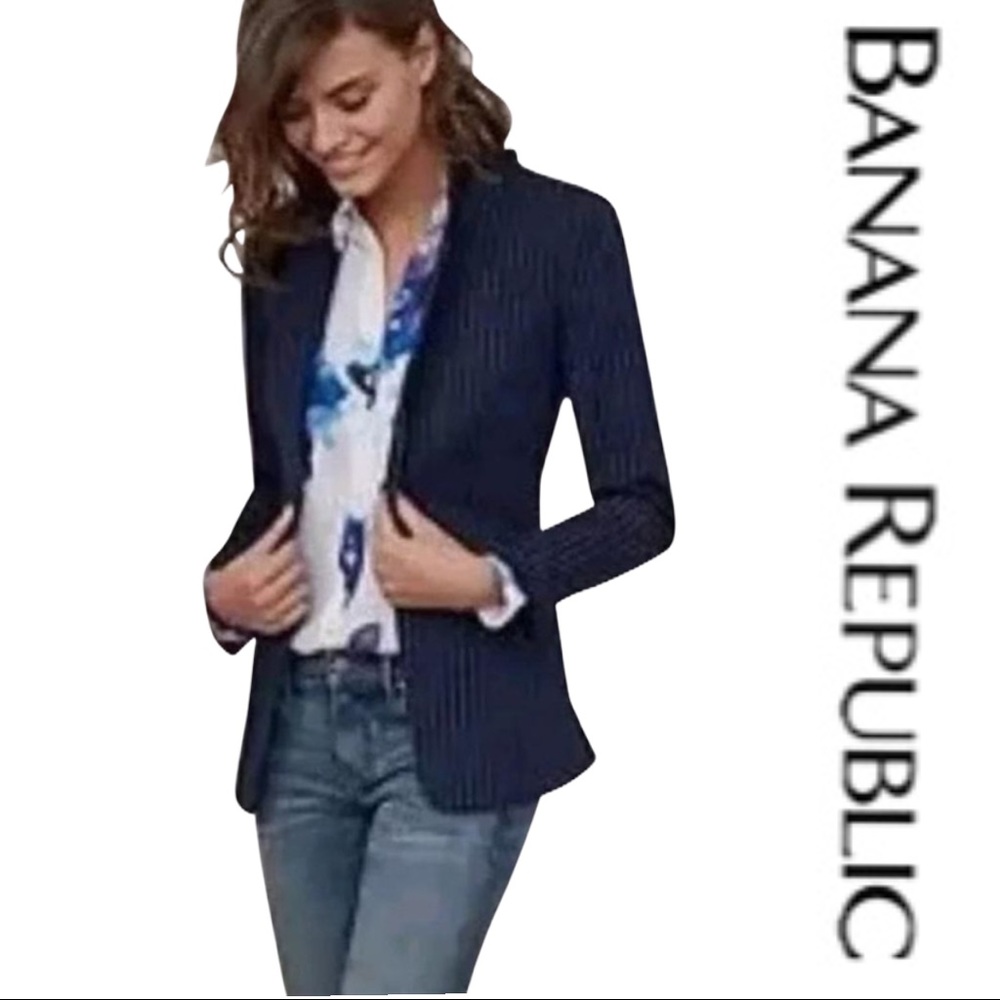 New Banana Republic Long Career Navy Blue Blazer